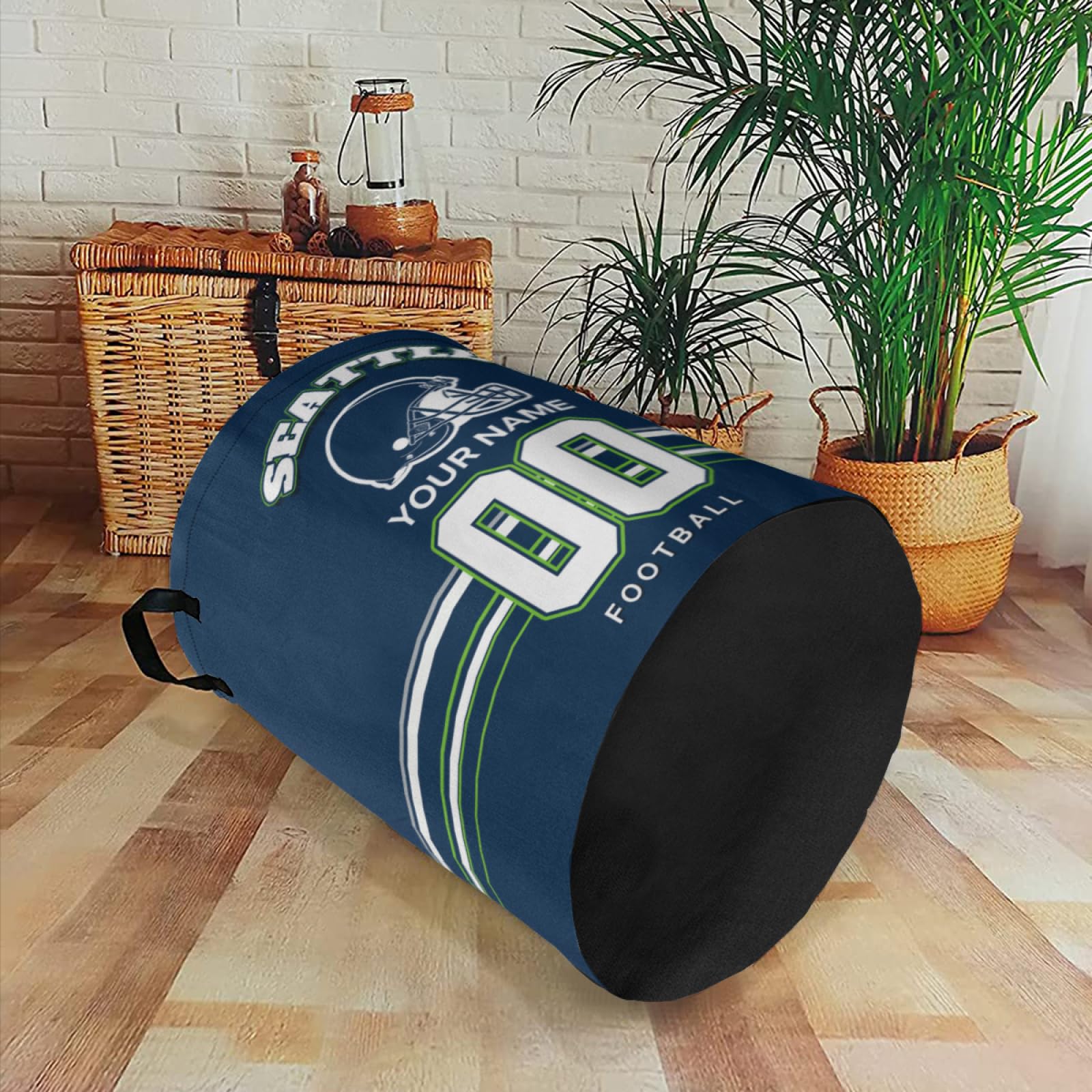 Laundry Hamper Merchandise for Football Accessories, Personalized Game Day Laundry Basket Keepsake with Name Number, Storage Basket for Bathroom Living Room, Gifts for Men Woman Fans Famliy