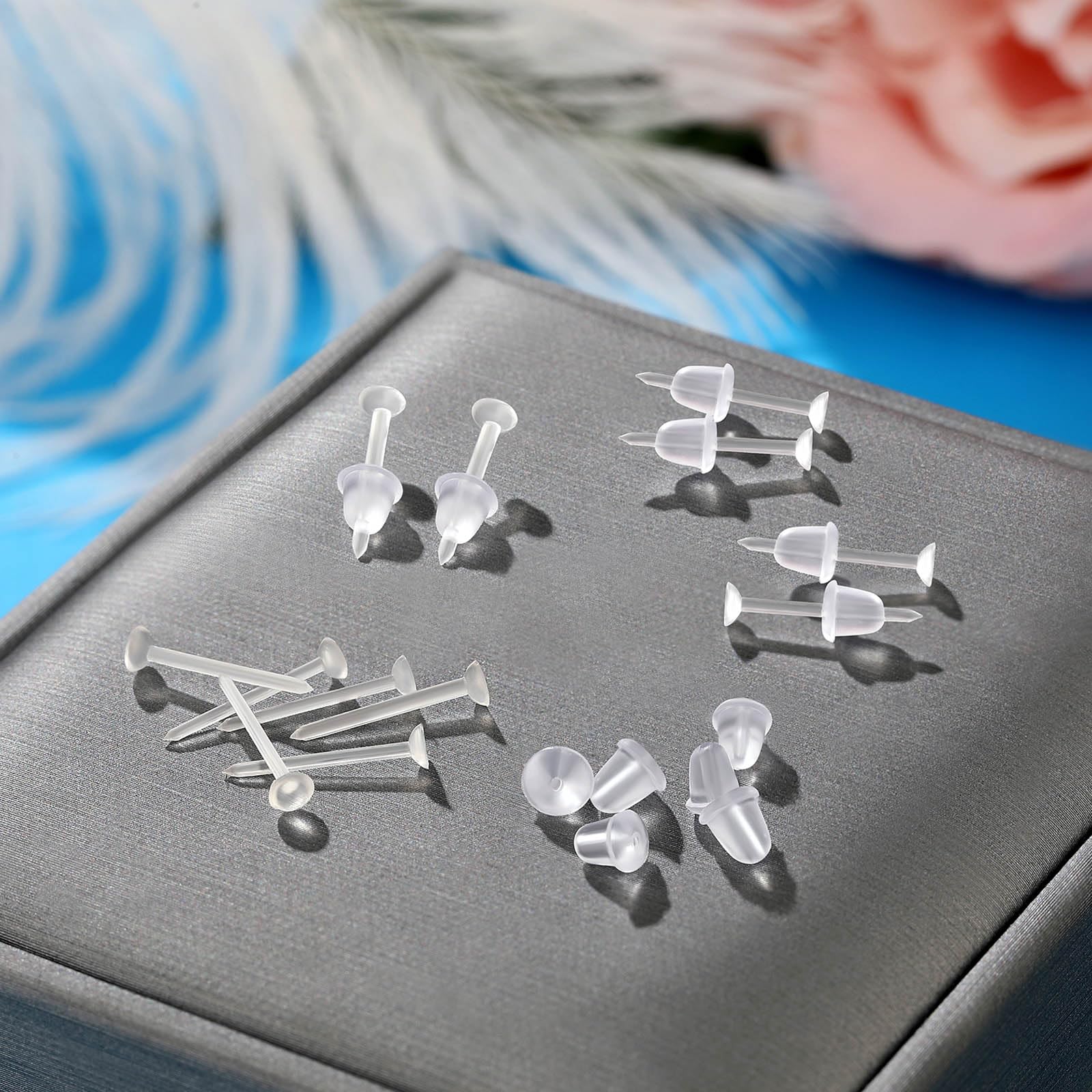 Formulen Plastic Earrings, 200 PCS Clear Earrings for Sports, Clear Plastic Post Earring Studs for Sports, Flat Silicone Earrings Rubber Earrings Clear Earrings for DIY