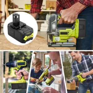 Upgraded P117 21V 3A Rapid Charger + 2 Pack 6.0Ah 18V RB18L50 Lithium Battery Combo for RYOBI P108 P102 P104 High Capacity Cordless Tool Batteries