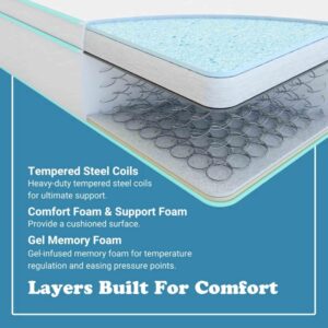 HIROHRTV Twin Size 10-Inch Cool Gel Memory Foam Innerspring Hybrid Mattress - Medium Firm, CertiPUR-US Certified, Mattress in a Box, Twin Support and Pressure Relief, Enhanced Breathability (Twin)