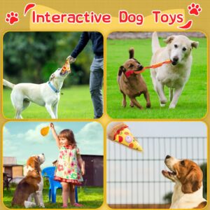 Squeaky Toys for Dogs – Fun Interactive Food-Themed Set，Pizza，Drumstick，and Sausage Rope，Durable Tug Toy and Chew Toy，Ideal for Small & Medium Dogs and Strong Chewer，Safer Non-Toxic Materials