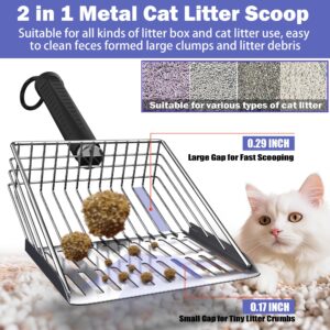 Cat Litter Scoop Kit, Metal Litter Scoop Includes Portable Small Broom and Dustpan Set, Heavy Duty Cat Litter Scoop, Litter Scoop with Coarse and Fine Grid, Quick Sift and Easy Clean Litter Scooper