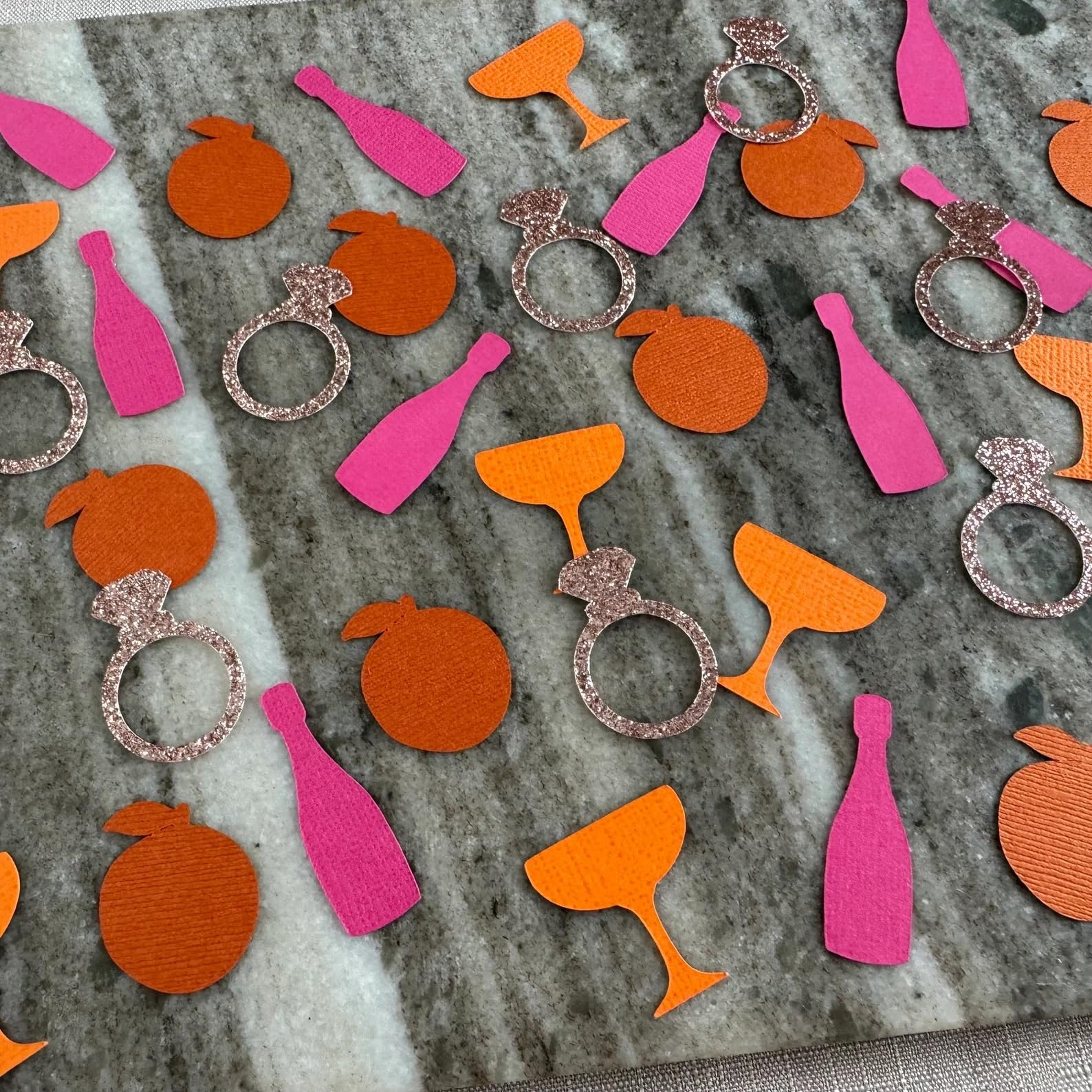 100PCS Veuve Before Vows Confetti Party Decor,Bridal Shower Photo props,Diamond Champagne Pink Rose Red Orange Round Confetti for Bridal Shower