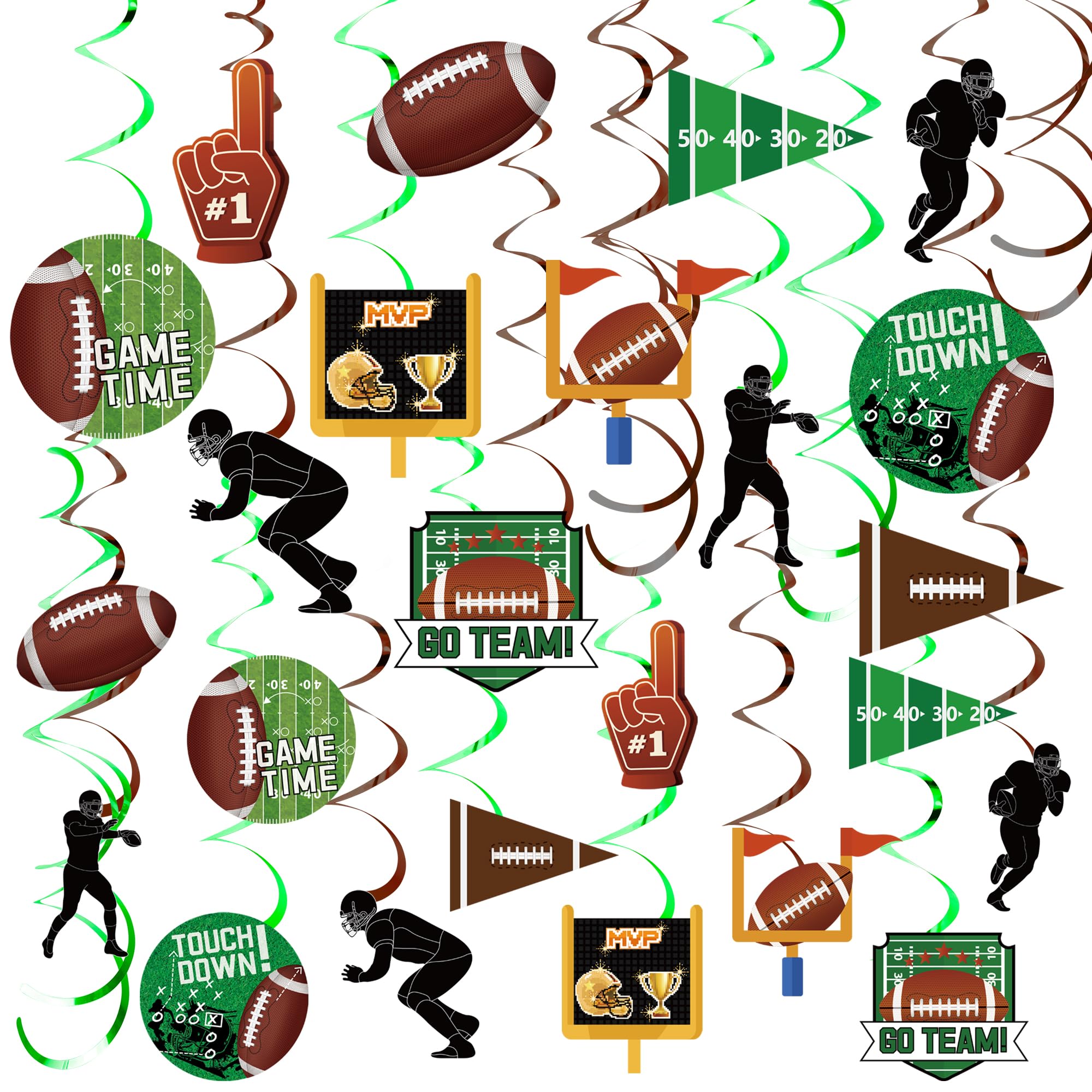 54 PCS Football Party Decorations Football Hanging Swirl for Football Birthday Party Football Game Day Sports Theme Party Supplies