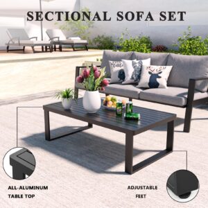 knocetx Aluminum Patio Furniture Set, 4 Pieces Modern Patio Conversation Sets Outdoor Patio Furniture Set with 5.5 Inch Cushions for Patio, Balcony, Backyard, Poolside, Deck,Gray