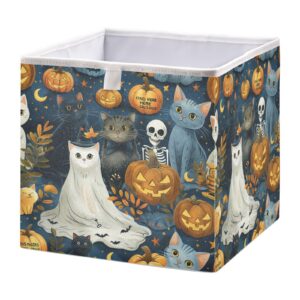 kigai halloween boo cube storage bin, 11x11x11 inch collapsible fabric storage cubes organizer foldable storage baskets for shelves, closets, laundry, nursery, home decor