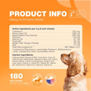 CHEWIA Dog Allergy Relief Chews - 180 Dog Allergy Chews - Immune Health, Seasonal Allergies & Hot Spots Support Treats