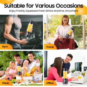 Portable Blender Personal Size Blender - Blender for Smoothies and Shakes, Mini Blender with Six Blades in 3D, Small Blender 380Ml Travel Cup, Freshly Squeezed for Picnic/Sprots