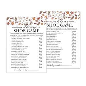 fall bridal shower games – 25 pack, wedding shoe bridal shower games, autumn floral wedding shower games cards, newlyweds party decoration, engagement party games, bachelorette party ideas -07