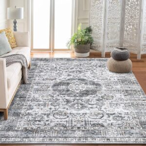 milleloom washable rug 8x10 large boho vintage area rug medallion living room rug easy-cleaning non shedding oriental rug non-slip area rug for living room bedroom farmhouse nursery,8x10