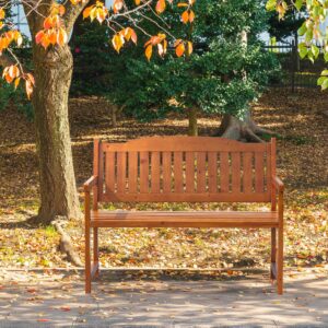 Choosilay Outdoor Garden Bench Weatherproof, 2-Person Poly Lumber Patio Porch Bench, All-Weather Solid Wood Park Bench for Poolside Balcony, 47.4" W x 20.6" D x 36.2" H