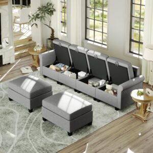 PHI VILLA Convertible Sectional Sofa for Living Room - Modular Sectional Sofa Couch with Seats Storage/Movable Ottoman