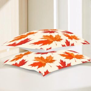 DiuuDi Maple Duvet Cover King Size 3D Printed Duvet Cover Set Light Yellow Background Orange Maple Leaves Bedding Set Home Decoration Comforter Cover Cozy Quilt Cover with 2 Pillowcases