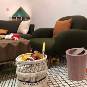 Eioflia Bathroom Bins, Wood Waste Bin with Swing Lid Round Trash Can Kitchen Garbage Basket for Bedroom