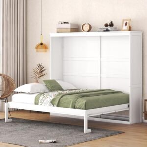 murphy bed queen murphy bed cabinets, queen size murphy bed cabinet bed, solid wood wall bed, hidden murphy bed foldable platform bed frame, horizontal murphy bed for guest room apartment studio, grey