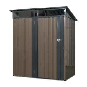 5ft x 3ft outdoor metal storage shed transparent plate brown