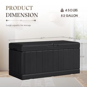 YESHOMY Storage Chest, Entryway Resin Shoe Bench with Hydraulic Bracket Flip Lid, Side Holder, Supports 450 lbs for Bedroom, Living Room, Lockable, Dark Black