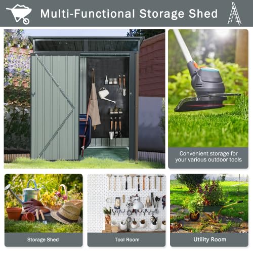 5ft x 3ft Outdoor Metal Storage Shed Transparent Plate Brown