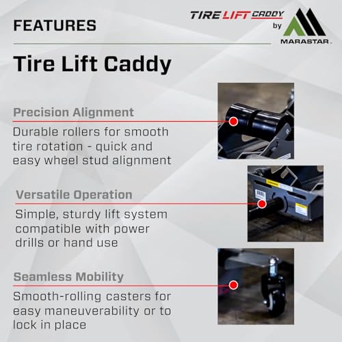 Tire Lift Caddy, Adjustable, Back-Saving Tire Dolly for DIY Enthusiasts, Auto & Tire Shops and Garages, No Assembly Required, 150lbs. Capacity