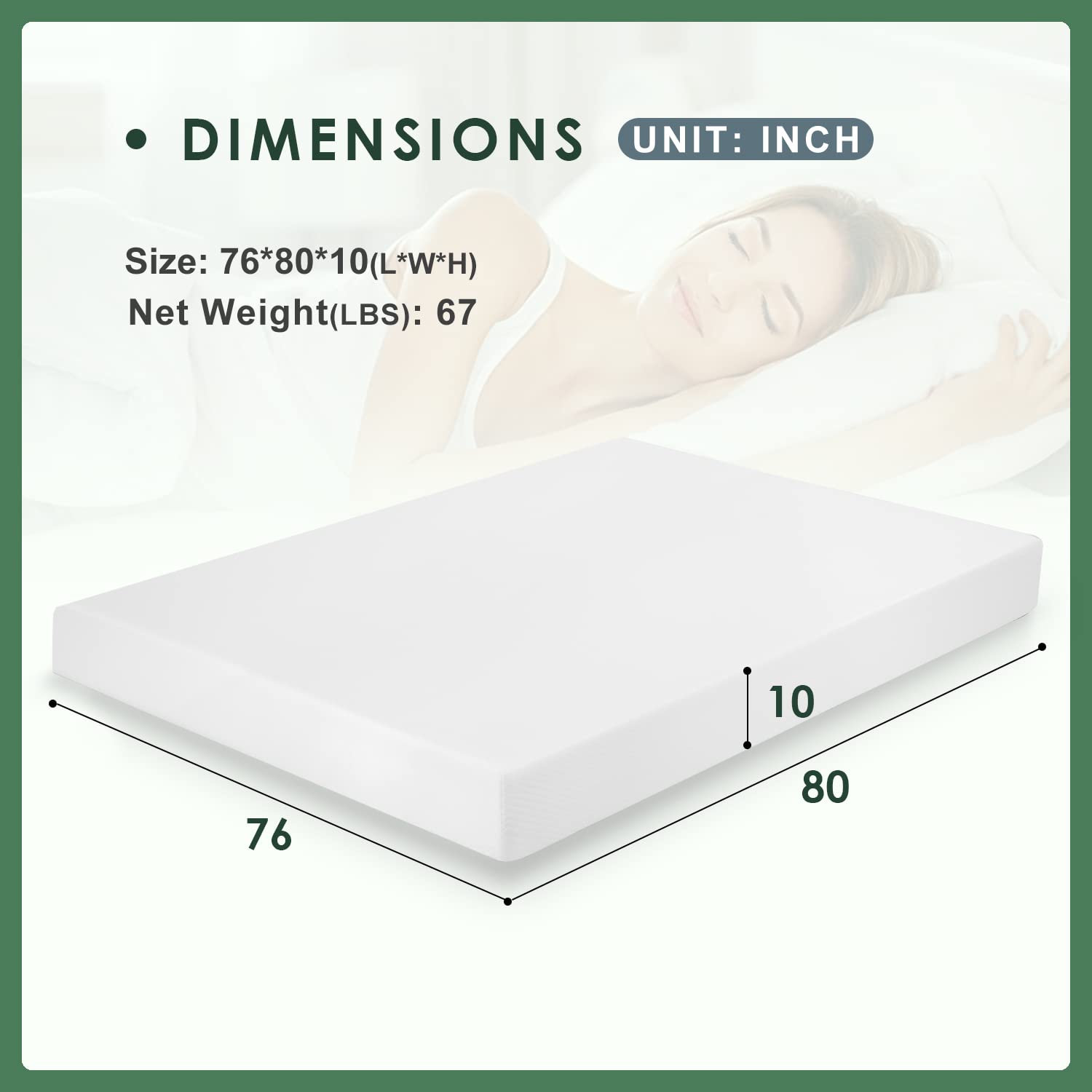 WYGMAV King Mattress 10 Inch Gel Memory Foam Mattress, Gel Infused Bed Mattress for Comfort and Pressure Relief with Washable and Removable Zipper Cover, Bed-in-a-Box, Medium Firm, White