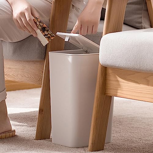 Bathroom Trash Can with Lid, Large-Size Garbage Can with Press Lid, Plastic Wastebasket with Popup Lid, Small Trash Bins for Toilet, Office, Bedroom, Living Room Day Use