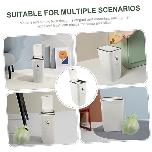 KITANDOVE Bathroom Press Trash Can Kitchen Slim Waste Basket Garbage Bin Bedroom Trash Container Push Lid Waste Bin for Home Office