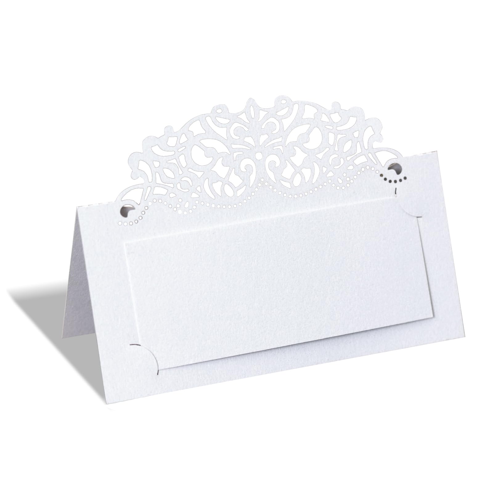 Ecrifrion Laser Cut Wedding Place Cards 50 Pcs Hollow European Lace Tented Name Cards Folded Table Setting Cards for Wedding Anniversary Baby Shower Bridal Shower Birthday Banquet Party