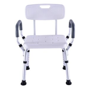 elderly assist shower chair premium shower seat with back bath chair adjustable hight, lightweight compact bathtub stool bench for adult disabled, max. 150kg