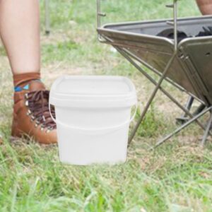 Cabilock 2pcs 5L White Plastic Bucket Square Bucket with Lid, White Utility Industrial Pail with Handle Oil Tub Container for Food Water Cleaning Storage