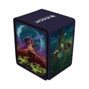 ultra pro - mtg duskmourn alcove flip deck ft. exhume, crypt ghast & damnation, protect and store 100 double sleeves standard size cards, mtg deck box, leatherette finish, card and deck protector