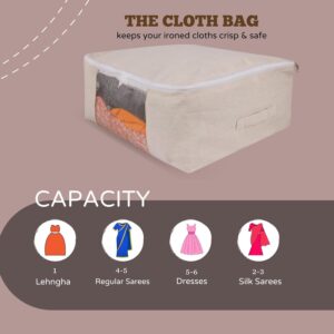 Cotton Canvas Storage Bag - Saree Covers with Zip | Canvas Saree/Garment Storage Bag for Woman Dresses, Sarees, Lehengas, Clothes (CANVAS STORAGE BAG, PACK OF 3 (15x13x9))