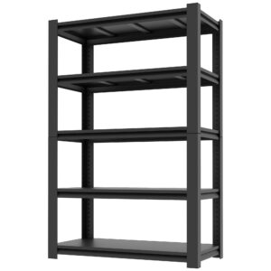 viyet garage shelves,72" h garage shelving heavy duty, 2500lbs 5 tier adjustable garage storage shelves suitable for warehouse, basement, workshop, kitchen, require assembly, 16" d*36" w*72" h, black