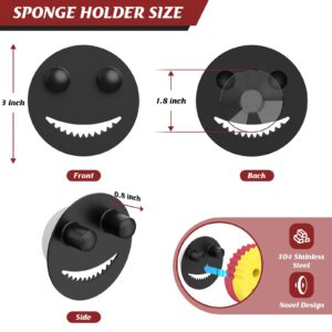 Sponge Holder for Kitchen Sink Smiley Face,Sink Caddy Organizer with Suction Cup Installation for Kitchen/Bathroom, Self Draining,Sponge Caddy for Holding Smiley Sponges (Sponges Not Included)