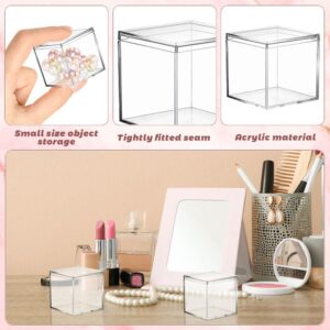 ALMOXVYE 48 Pcs Clear Acrylic Boxes, Small Plastic Square Cube with Lid, 2.2 x 2.2 x 2.2 Inch Mini Acrylic Containers for Candy Pill and Tiny Jewelry, Artwork Display