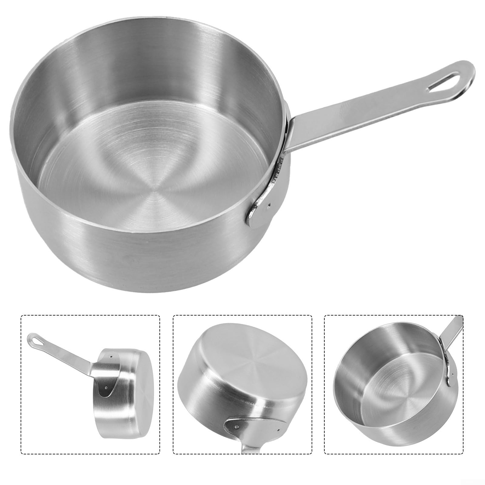 Sauce Bowl, Stainless Steel Small Saucepan Mini Pot Gravy Milk Pot Mini Serving Bowls for Side Dishes for BBQ and Party Dinner(Silver（100ML）)