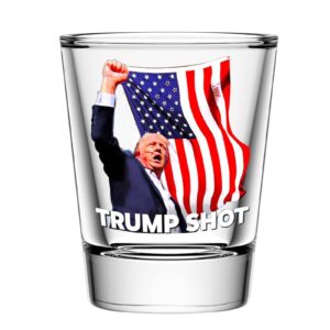 trump shot glass 1.5 oz heavy base shot glass, tequila shot glass perfect for patriotic celebrations and political enthusiasts, espresso shot glass for vodka, whiskey, spirits & liquors