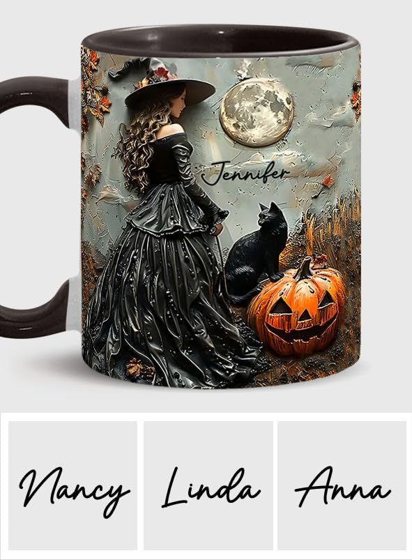 Beautiful Witch Personalized Witch Accent Mug, Personalized Halloween Mug for Women Custom Witch Ceramic Mug, Customized Halloween Mug Gift for Her, Soul Sister, Best Friend, Woman