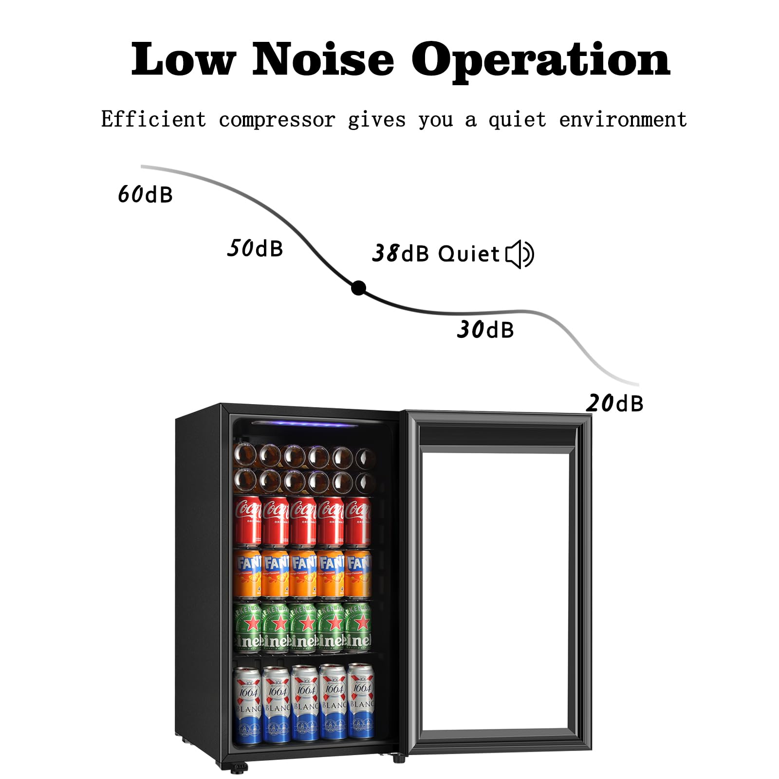 HAILANG+more Beverage Refrigerator and Cooler, 120 Can Freestanding Mini Fridge with Glass door, Digital Temperature Display, Perfect for Home, Office, Bar