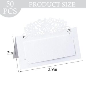 Ecrifrion Laser Cut Wedding Place Cards 50 Pcs Hollow European Lace Tented Name Cards Folded Table Setting Cards for Wedding Anniversary Baby Shower Bridal Shower Birthday Banquet Party