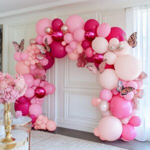 Pink Balloons Hot Pink Balloon Garland Different Sizes Latex Light Pink Balloons Arch Kit for Birthday Wedding Baby Shower Princess Butterfly Girls Party Bridal Shower Bachelorette Decorations