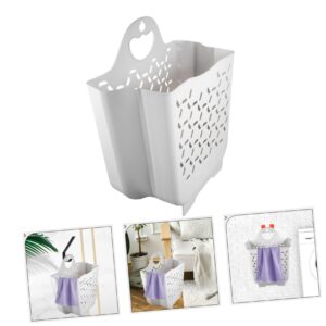 HOMOCONO Collapsible Laundry Basket Wall Laundry Hamper Folding Laundry Hamper Foldable Clothes Basket Wall Mounted Laundry Hamper Laundry Storage Basket Wall Mount Laundry Basket White Pp