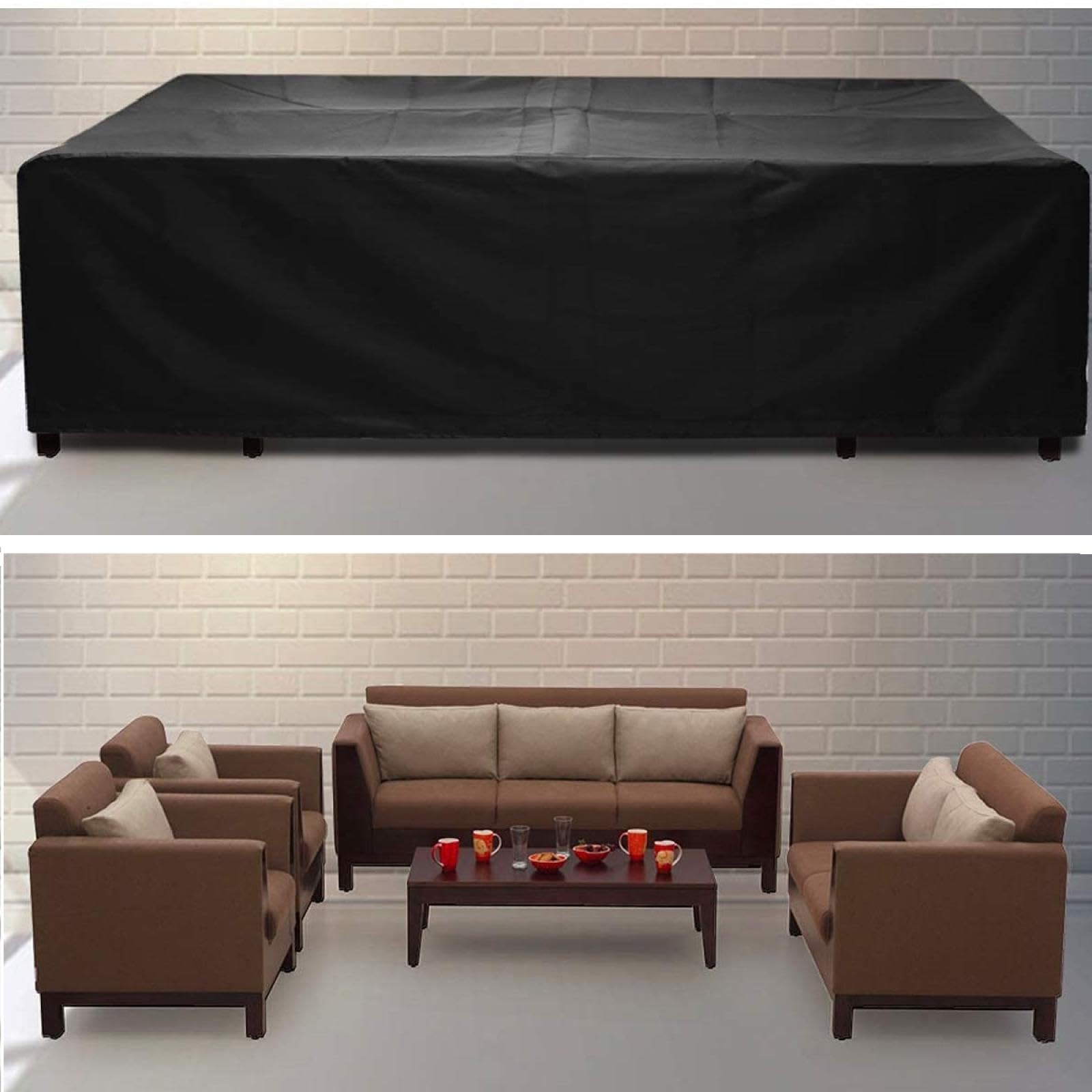 Patio Covers for Outdoor Furniture 128"L X100"W X41"H/325x255x105cm 600D Heavy Duty Furniture Cover,Patio Table and Chair Covers Rectangular Patio Set Cover,Outdoor Furniture Covers Waterproof-Black