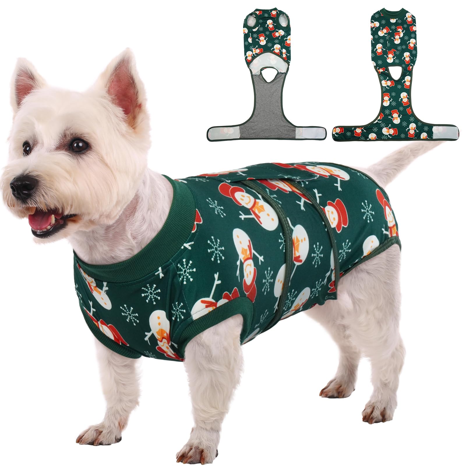 Kuoser Dog Surgery Recovery Suit, Christmas Dog Surgical Recovery Suit for Female Male Dogs, Dog Onesies for Small Dogs, Pet Surgical Suit for Spay Neuter Dog Cone Alternative