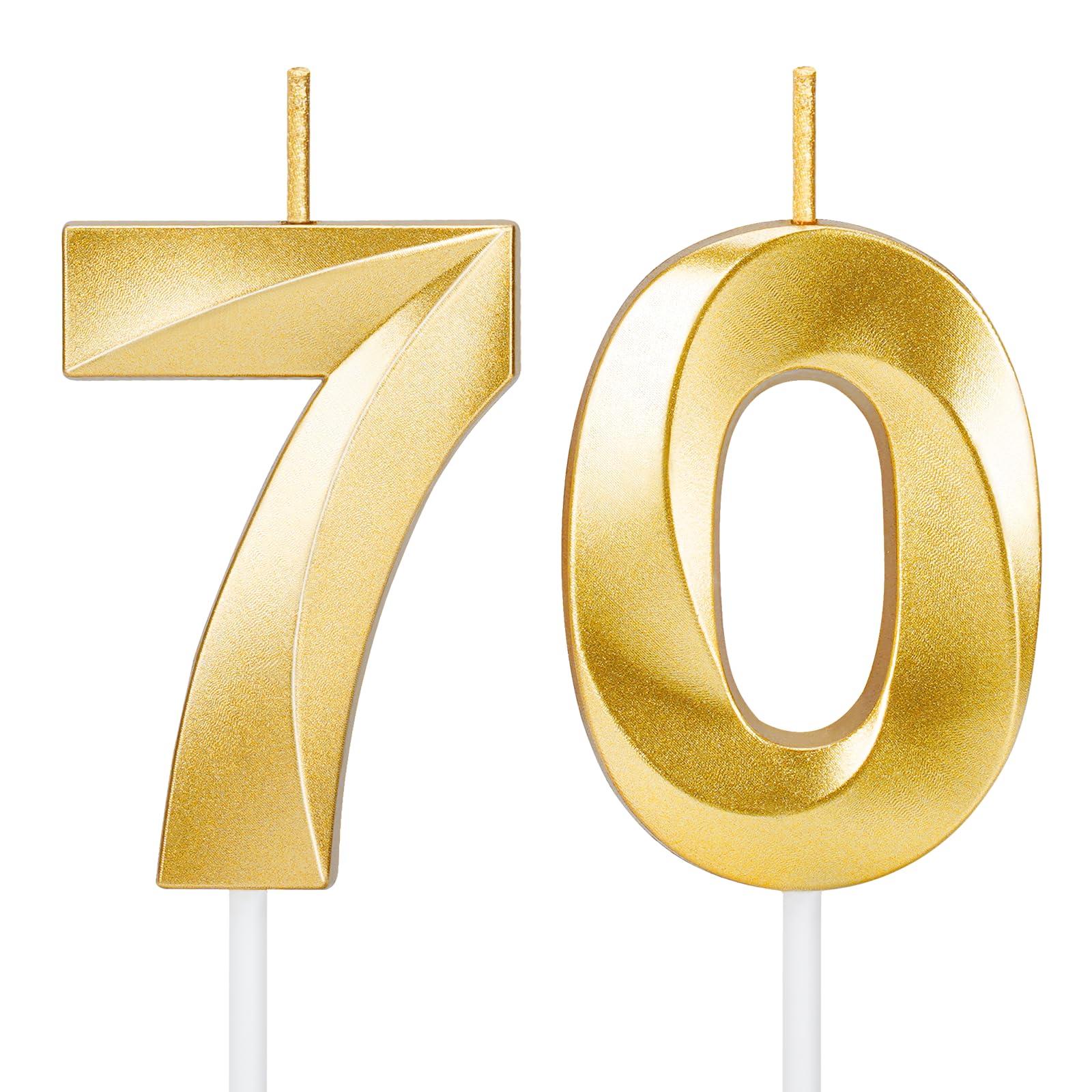 70th Birthday Candles for Cake,Gold Number Candles for Happy Birthday Cake Toppers,Birthday Decorations for Women Men Party Anniversary Wedding