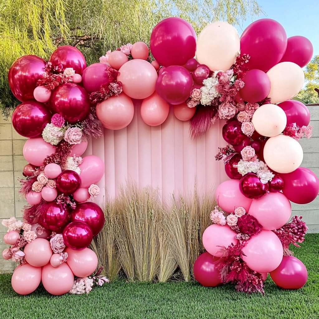 Pink Balloons Hot Pink Balloon Garland Different Sizes Latex Light Pink Balloons Arch Kit for Birthday Wedding Baby Shower Princess Butterfly Girls Party Bridal Shower Bachelorette Decorations