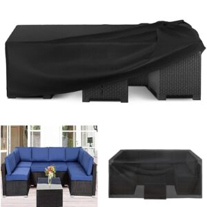 patio covers for outdoor furniture 128"l x100"w x41"h/325x255x105cm 600d heavy duty furniture cover,patio table and chair covers rectangular patio set cover,outdoor furniture covers waterproof-black