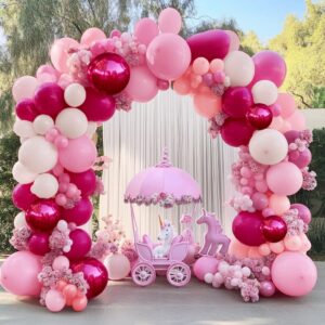 Pink Balloons Hot Pink Balloon Garland Different Sizes Latex Light Pink Balloons Arch Kit for Birthday Wedding Baby Shower Princess Butterfly Girls Party Bridal Shower Bachelorette Decorations