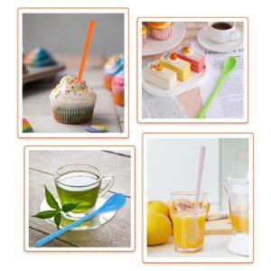 Qianyu 4 Pcs Long Handle Plastic Spoons Sturdy Ice Cream Spoons Disposable Longdrink Coffee Mixing Spoon for Chocolat Milkshakes Cold Drinks Honey Tea Floats Cocktails Tall Iced Beverages