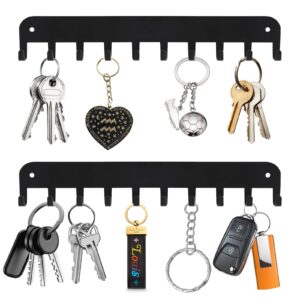 yoanxong 2 pack key holder wall mount, 10 hooks car key holder for wall, no drilling required, key hooks adhesive, keys holder on wall, key rack wall mount for entryway, living room, hallway (black)