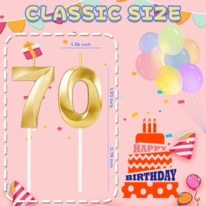 70th Birthday Candles for Cake,Gold Number Candles for Happy Birthday Cake Toppers,Birthday Decorations for Women Men Party Anniversary Wedding